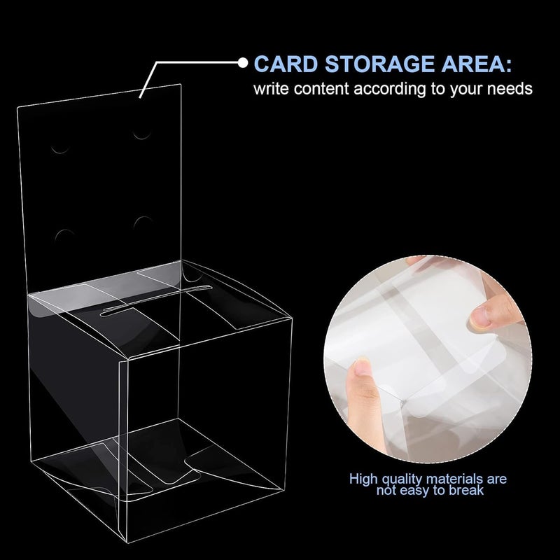 Eersida 20 Pieces Clear Raffle Boxes with Slot 6 x 6 x 6 Inch Plastic Donation Box Voting Suggestion Ballot Containers with Removable Header for Fundraising Collecting Business Card Voting Contest - Image 2